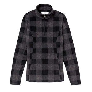 New Womens Plaid Pullover Sweater Size XL Classic Fit Quarter Zip Polar Fleece